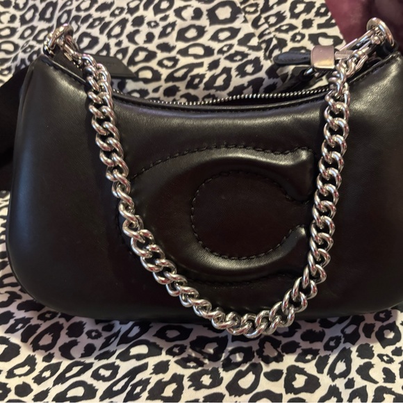 COACH Black Leather Chain Shoulder Bag/Crossbody - Picture 2 of 7